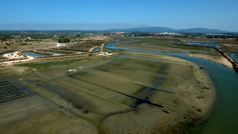 Aerial view of Ria de Alvor, Alvor, Algarve south of Portugal Stock Footage 154316192