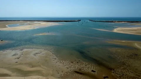 Aerial view of Ria de Alvor, Alvor, Algarve south of Portugal Stock Footage 154325652