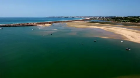 Aerial view of Ria de Alvor, Alvor, Algarve south of Portugal Stock Footage 154333619