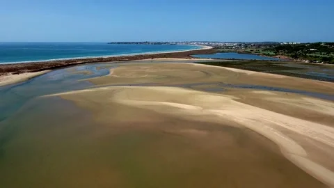 Aerial view of Ria de Alvor, Alvor, Algarve south of Portugal Stock Footage 154334832