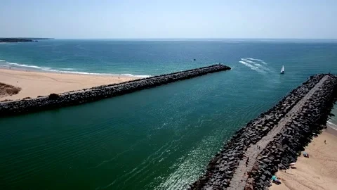 Aerial view of Ria de Alvor, Alvor, Algarve south of Portugal Stock Footage 154340132