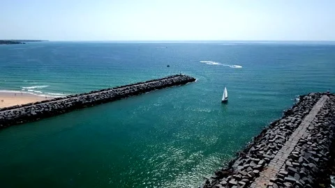 Aerial view of Ria de Alvor, Alvor, Algarve south of Portugal Stock Footage 154344672