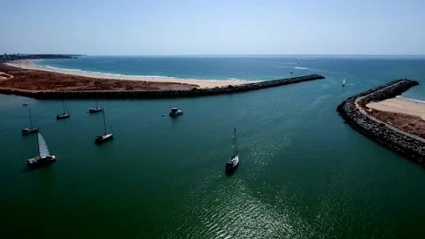 Aerial view of Ria de Alvor, Alvor, Algarve south of Portugal Stock Footage 154348045