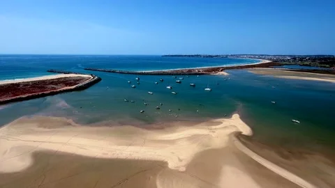 Aerial view of Ria de Alvor, Alvor, Algarve south of Portugal Stock Footage 154364710
