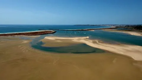 Aerial view of Ria de Alvor, Alvor, Algarve south of Portugal Stock Footage 154368422