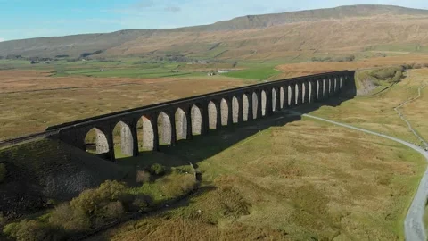 Aerial view of Ribblehead viaduct, located in North Yorkshire, United Kingdom Video stock 232644934
