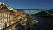 Aerial View Of Ribeira, Porto, Portugal Stock Footage