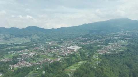 Aerial view of rice field, vegetable plantation, and rural area in Dago near Lem Stock Footage 294047622