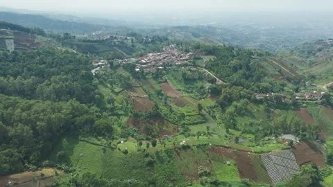 Aerial view of rice field, vegetable plantation, and rural area in Dago near Lem Stock Footage 294050434