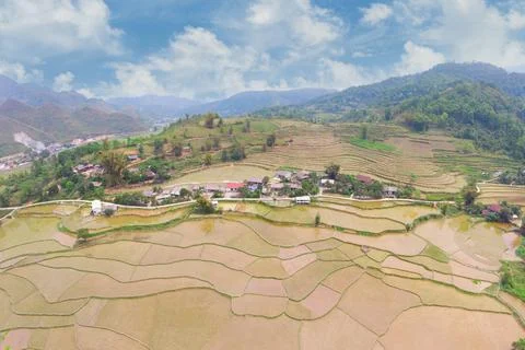 Aerial view of rice fields in Ha Giang area, Vietnam Stock Photos