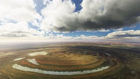 Aerial view of the Richat Structure, Mauritania, in the Sahara desert. Africa Stock Footage 203761306