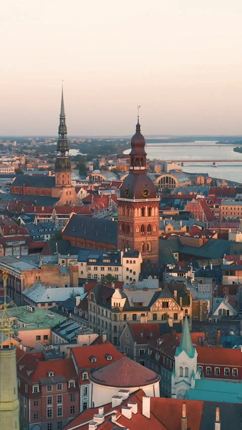 Aerial view of Riga downtown Stock Footage 276099504