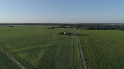 Aerial view right on the old mill and flies over it Stock Footage 101978823