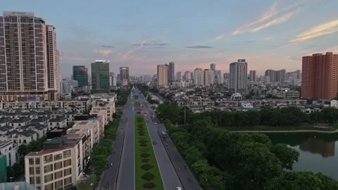 Aerial View of Ring Road 2.5 Through Tay Ho Tay Urban Area in Hanoi, Vietnam Stock Footage 342275001