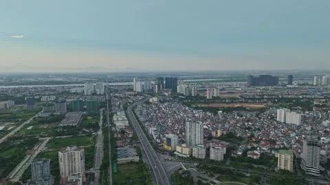 Aerial view of Ring Road 3 west of West Lake in Hanoi, Vietnam Stock-Footage 342274652