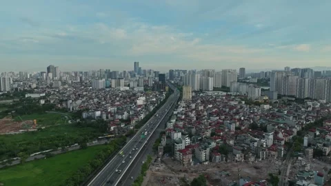 Aerial View of Ring Road 3 West of West Lake in Hanoi, Vietnam Stock Footage 342274660