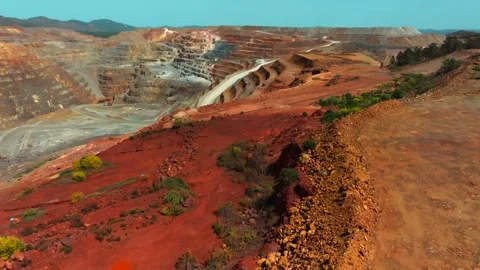 Aerial view of Rio Tinto open-pit mine in Spain Stock Footage 332773650