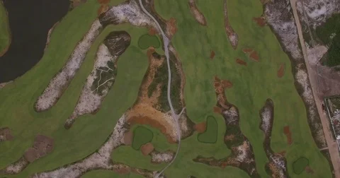 Aerial view of the Rio2016 Golf Course. Rio De Janeiro, Brazil. Shot in 4K. Video stock 77743015