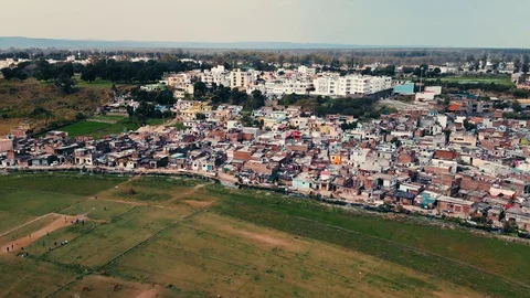 Aerial View Rishikesh, holy town and travel destination in India. Stock Footage 128252940