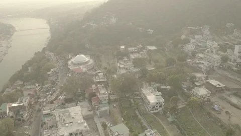 Aerial view on Rishikesh, India, 4k drone, ungraded/flat Stock Footage 107673987