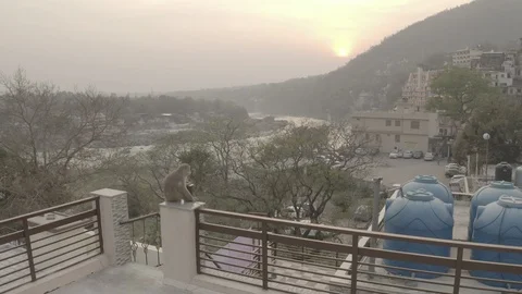 Aerial view on Rishikesh, India, 4k drone, ungraded/flat Stock Footage 107674316