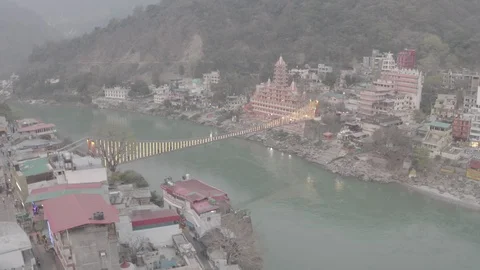 Aerial view on Rishikesh, India, 4k drone, ungraded/flat Stock Footage 107674420