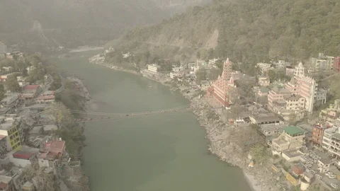 Aerial view on Rishikesh, India, 4k drone, ungraded/flat Stock Footage 107674629