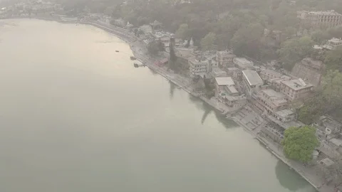 Aerial view on Rishikesh, India, 4k drone, ungraded/flat Video stock 107675043