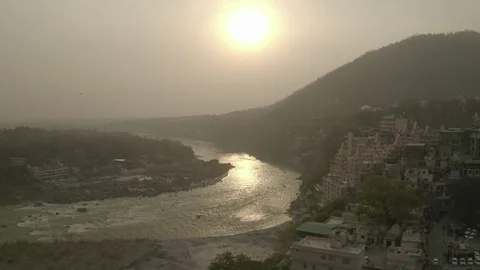 Aerial view on Rishikesh, India, 4k drone, ungraded/flat Stock Footage 107676340
