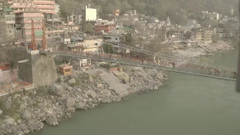 Aerial view on Rishikesh, India, 4k drone, ungraded/flat Stock Footage 107676352