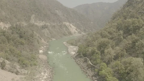 Aerial view on Rishikesh, India, 4k drone, ungraded/flat Stock Footage 107678424