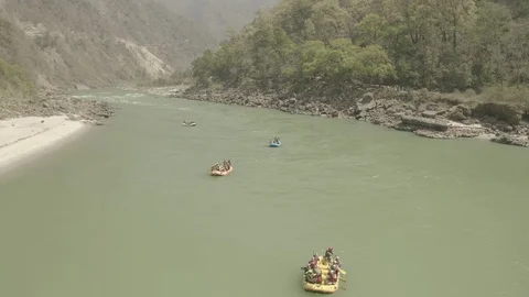 Aerial view on Rishikesh, India, 4k drone, ungraded/flat Video stock 107678484