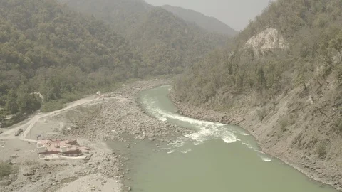 Aerial view on Rishikesh, India, 4k drone, ungraded/flat Video stock 107678544