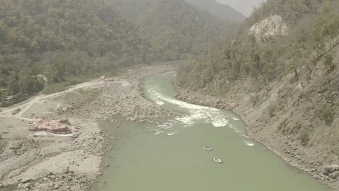 Aerial view on Rishikesh, India, 4k drone, ungraded/flat Video stock 107678669