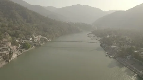Aerial view on Rishikesh, India, 4k drone, ungraded/flat Stock Footage 107678974