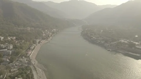Aerial view on Rishikesh, India, 4k drone, ungraded/flat Stock Footage 107679510