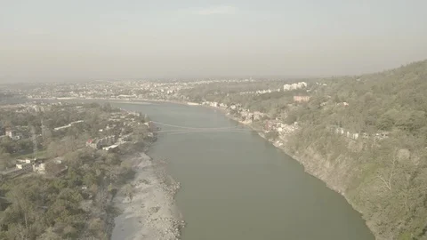 Aerial view on Rishikesh, India, 4k drone, ungraded/flat Stock-Footage 107679557