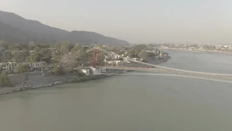 Aerial view on Rishikesh, India, 4k drone, ungraded/flat Stock-Footage 107684897