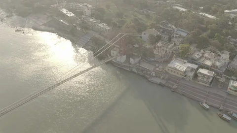 Aerial view on Rishikesh, India, 4k drone, ungraded/flat Video stock 107685076