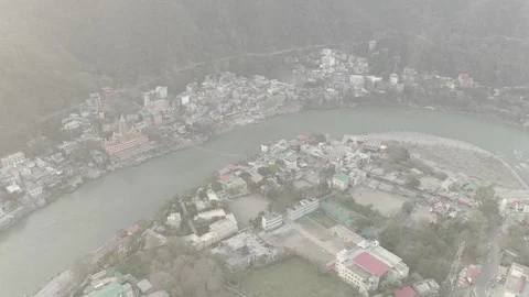 Aerial view on Rishikesh, India, 4k drone, ungraded/flat Video stock 107685622