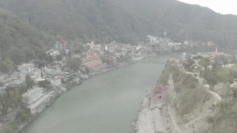 Aerial view on Rishikesh, India, 4k drone, ungraded/flat Stock Footage 107685776