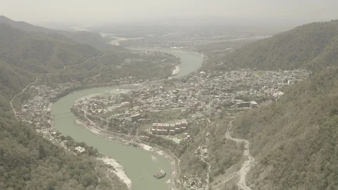 Aerial view on Rishikesh, India, 4k drone, ungraded/flat Stock-Footage 107688255