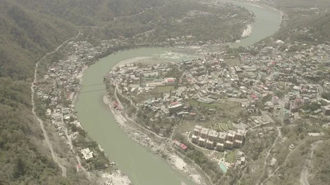 Aerial view on Rishikesh, India, 4k drone, ungraded/flat Stock Footage 107688511