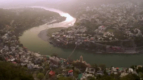 Aerial view on Rishikesh, India, 4k drone footage Stock Footage 109332846