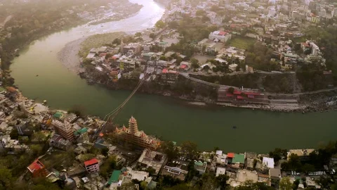 Aerial view on Rishikesh, India, 4k drone footage Stock Footage 109332862