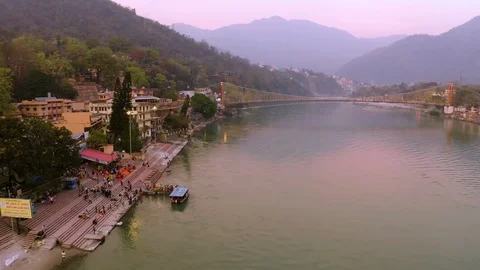 Aerial view on Rishikesh, India, 4k drone footage Video stock 109335271
