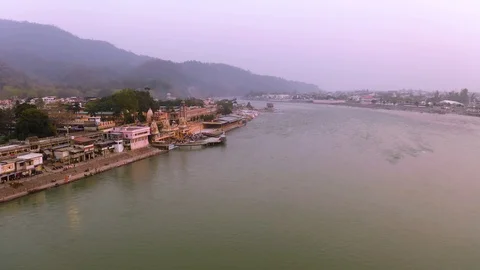 Aerial view on Rishikesh, India, 4k drone footage Video stock 109335282