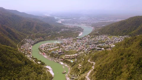 Aerial view on Rishikesh, India, 4k drone footage Stock-Footage 109336190