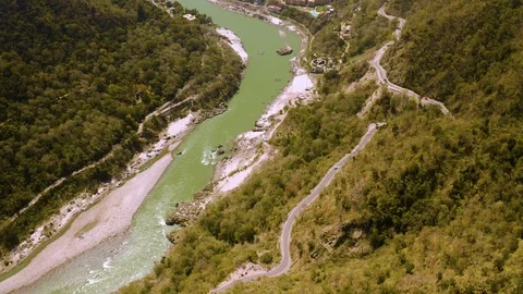 Aerial view on Rishikesh, India, 4k drone footage 스톡 동영상 109336325