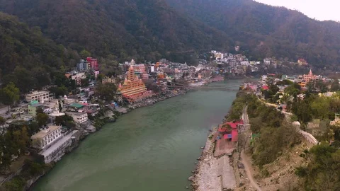 Aerial view on Rishikesh, India, 4k drone footage Stock Footage 109339688
